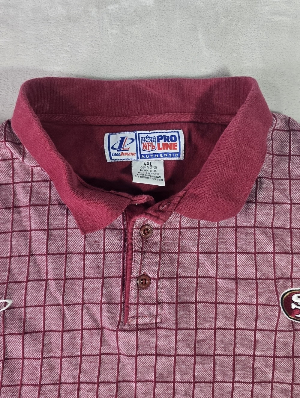 Vtg NFL Pro Line Polo Shirt San Francisco 49ers Short Sleeve Red 90s Sz 4XL - Picture 3 of 7